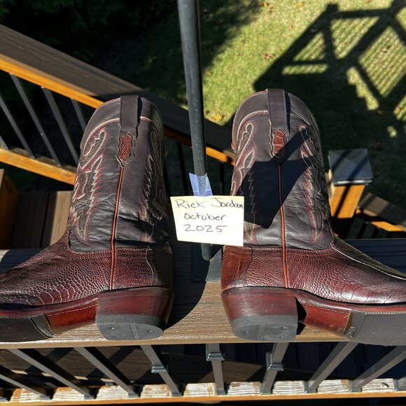 Lucchese 1883 Sienna Brown Ostrich Leg Cowboy Boots in Men's Size 10.5D - Picture 8 of 11